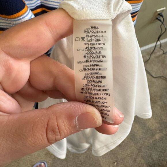 Vince Camuto Blue, Orange, and White Striped - Fit and Flare Dress - Size 14 - Picture 4 of 4